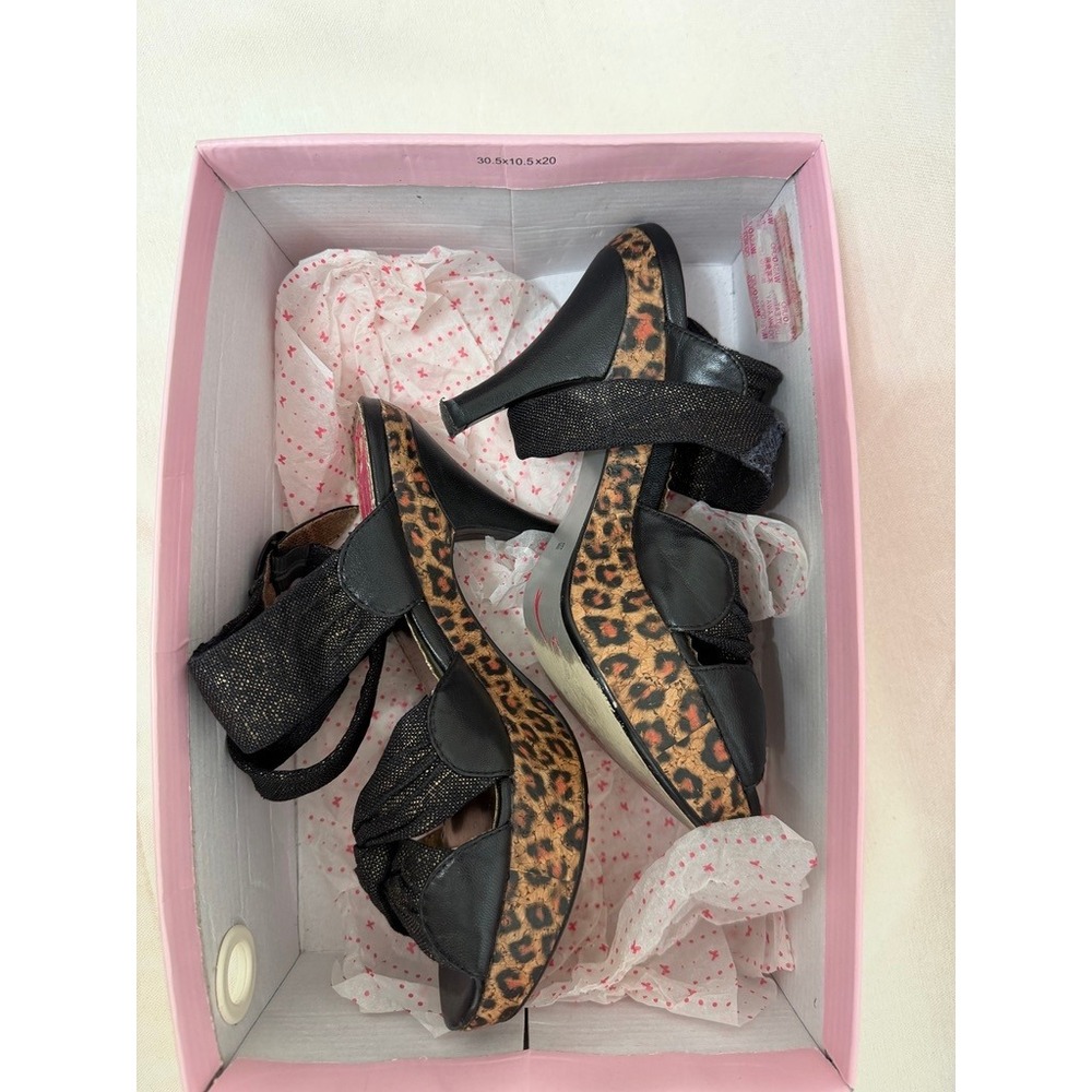 Poetic Licence London Risky Business Leopard Platform Heels Sandals 6.5
